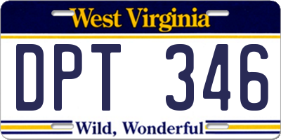 WV license plate DPT346