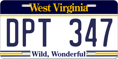 WV license plate DPT347
