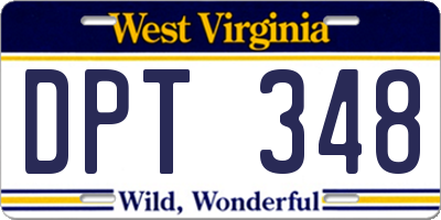 WV license plate DPT348