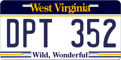 WV license plate DPT352