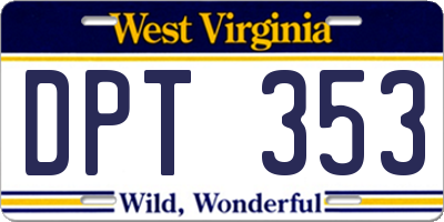 WV license plate DPT353