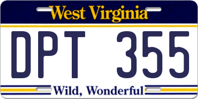 WV license plate DPT355
