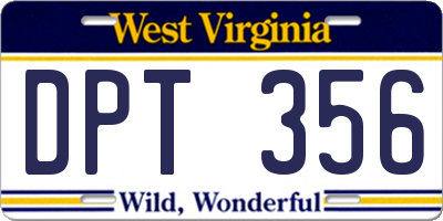WV license plate DPT356