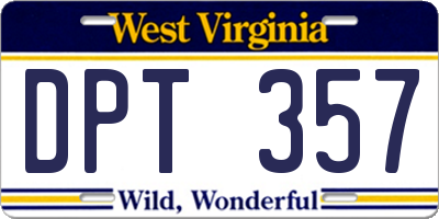 WV license plate DPT357
