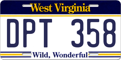 WV license plate DPT358