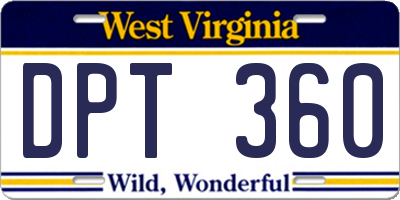 WV license plate DPT360