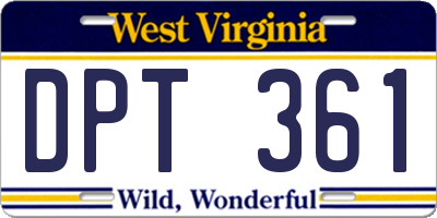 WV license plate DPT361