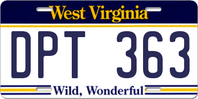WV license plate DPT363