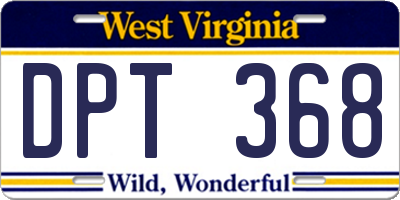 WV license plate DPT368
