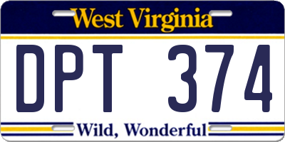 WV license plate DPT374
