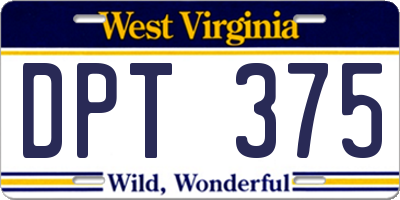 WV license plate DPT375