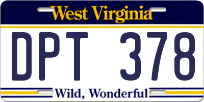 WV license plate DPT378
