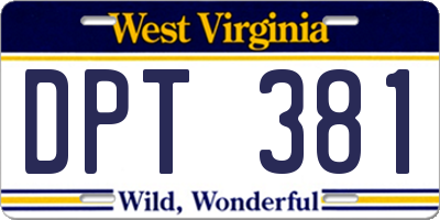 WV license plate DPT381