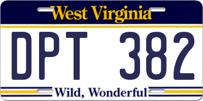 WV license plate DPT382
