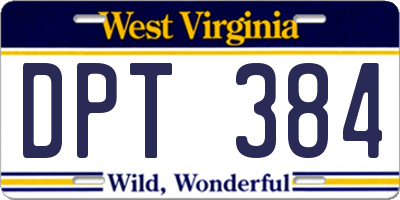 WV license plate DPT384