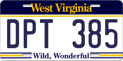 WV license plate DPT385