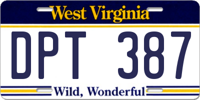 WV license plate DPT387