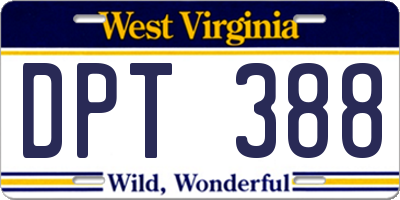 WV license plate DPT388