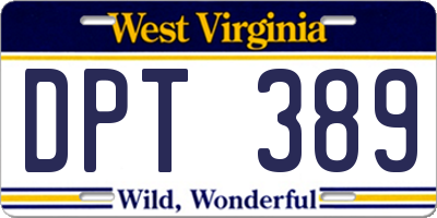 WV license plate DPT389