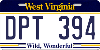 WV license plate DPT394