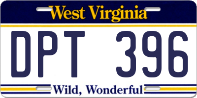 WV license plate DPT396