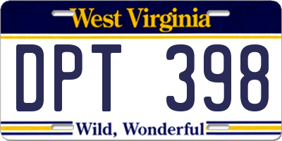 WV license plate DPT398