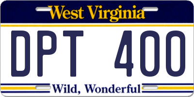WV license plate DPT400