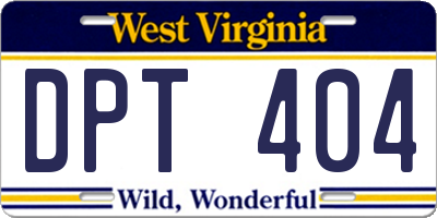 WV license plate DPT404