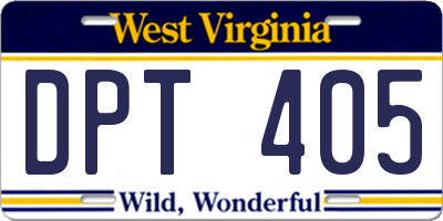 WV license plate DPT405