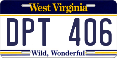 WV license plate DPT406