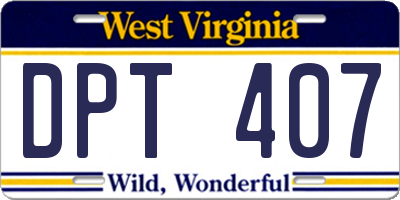 WV license plate DPT407