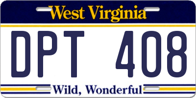 WV license plate DPT408