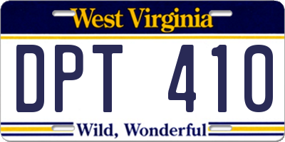 WV license plate DPT410