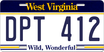 WV license plate DPT412