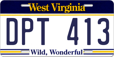 WV license plate DPT413