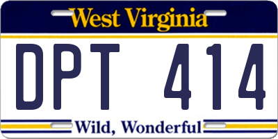WV license plate DPT414