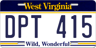 WV license plate DPT415