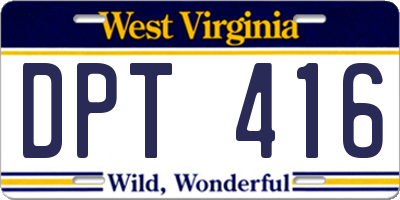 WV license plate DPT416