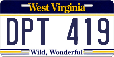 WV license plate DPT419
