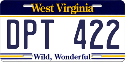 WV license plate DPT422