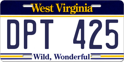 WV license plate DPT425