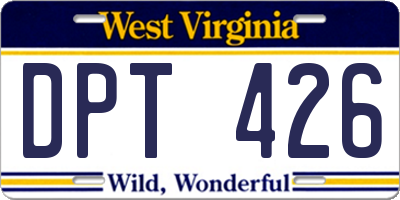 WV license plate DPT426