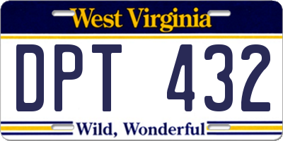 WV license plate DPT432