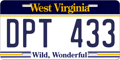 WV license plate DPT433
