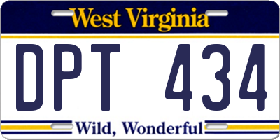 WV license plate DPT434