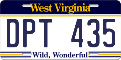 WV license plate DPT435