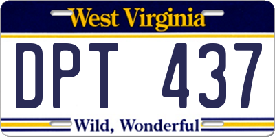 WV license plate DPT437