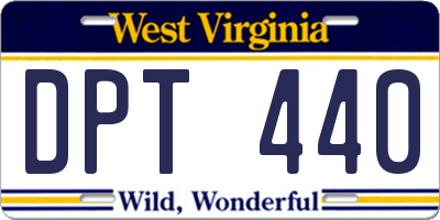 WV license plate DPT440
