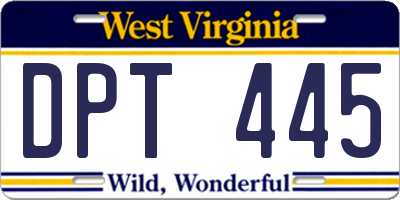 WV license plate DPT445