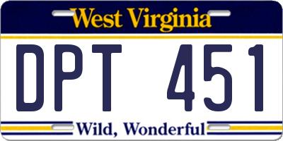 WV license plate DPT451